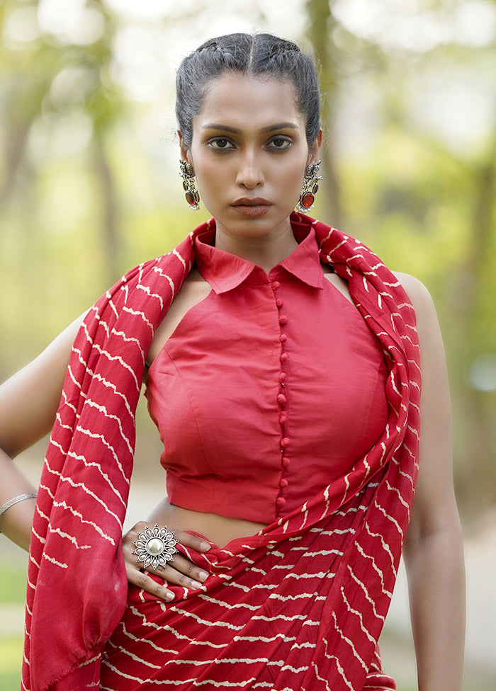 Red Cotton Silk Designer Blouse