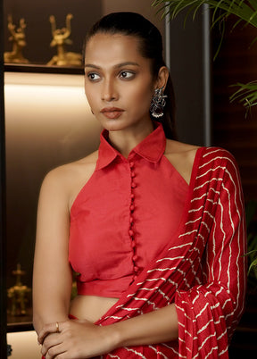 Red Cotton Silk Designer Blouse