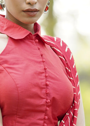 Red Cotton Silk Designer Blouse