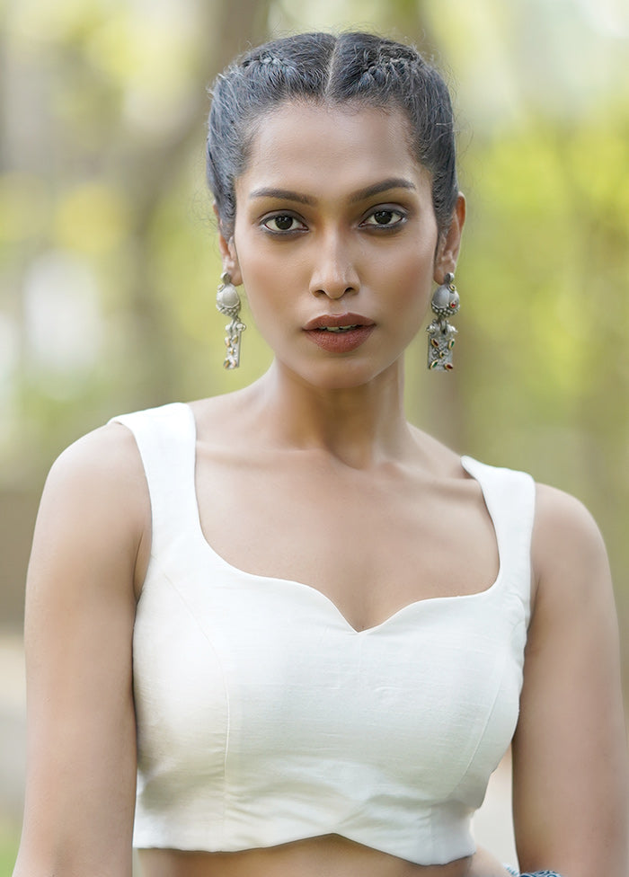 White Dupion Silk Designer Blouse