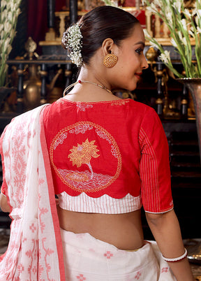 Embroidery Blouse High Neck Blouse Design Back Side Designs Red High Neck  Blouse Red Embroidered High Neck Saree