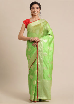 Green Silk Zari Saree Without Blouse Piece