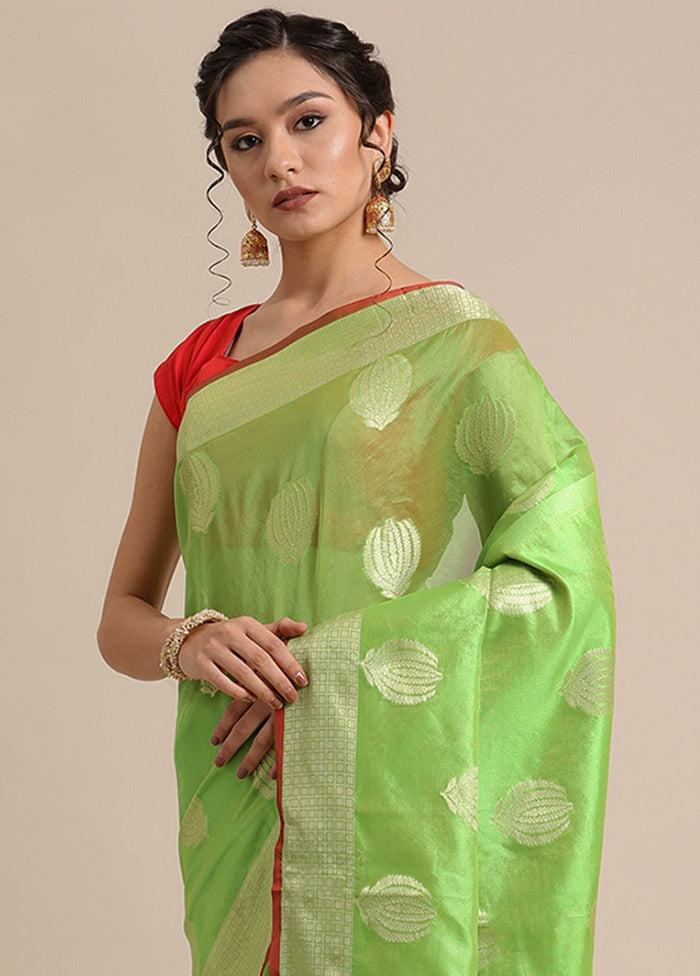 Green Silk Zari Saree Without Blouse Piece - Indian Silk House Agencies