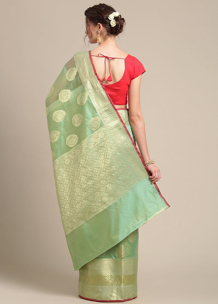 Sea Green Silk Zari Saree Without Blouse Piece - Indian Silk House Agencies