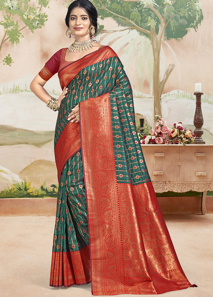 Multicolor Dupion Silk Saree With Blouse Piece