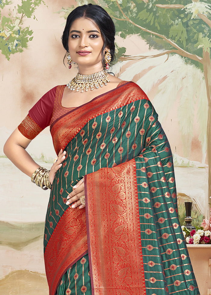 Multicolor Dupion Silk Saree With Blouse Piece