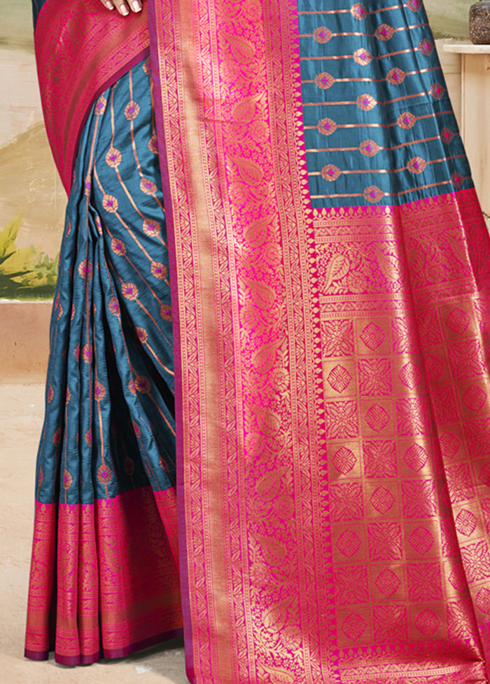 Multicolor Dupion Silk Saree With Blouse Piece