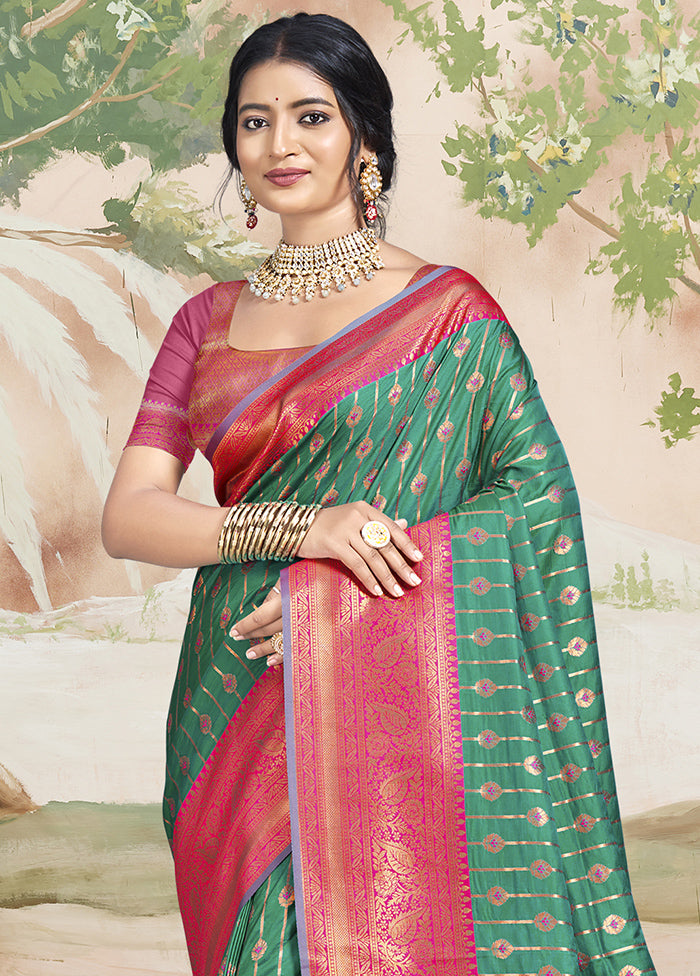 Multicolor Dupion Silk Saree With Blouse Piece