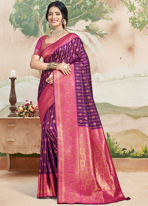 Multicolor Dupion Silk Saree With Blouse Piece