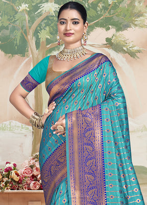 Multicolor Dupion Silk Saree With Blouse Piece