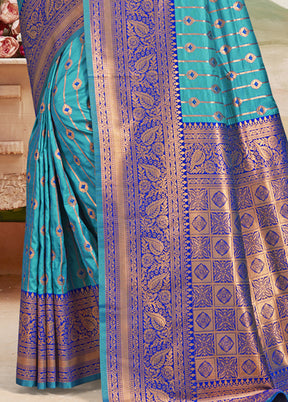 Multicolor Dupion Silk Saree With Blouse Piece