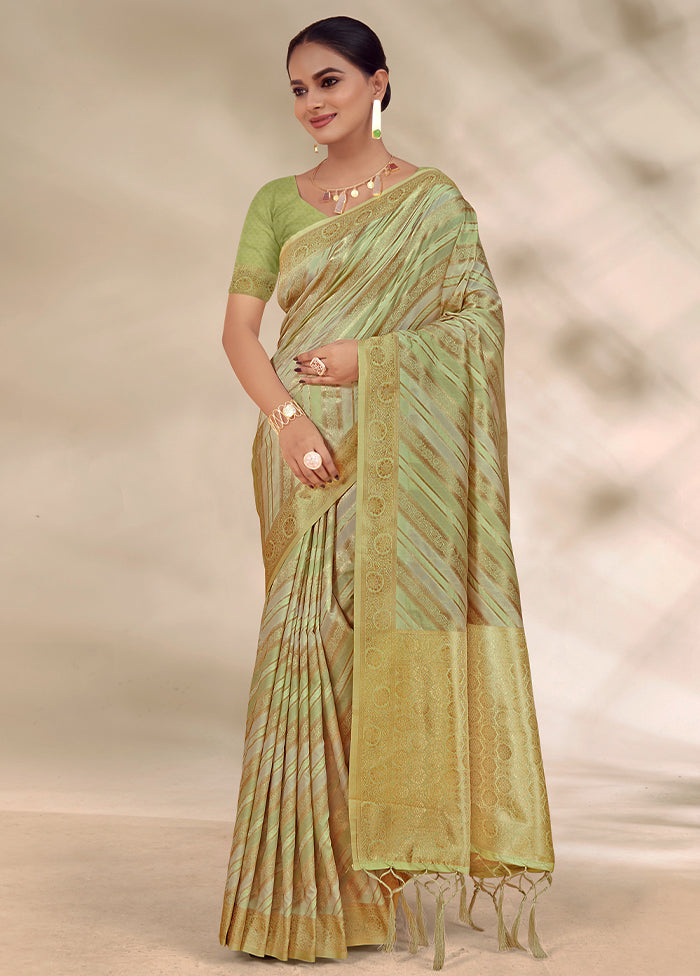 Light Green Cotton Saree With Blouse Piece - Indian Silk House Agencies