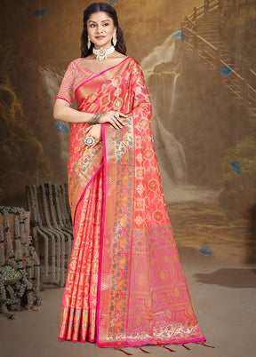 Multicolor Dupion Silk Saree With Blouse Piece