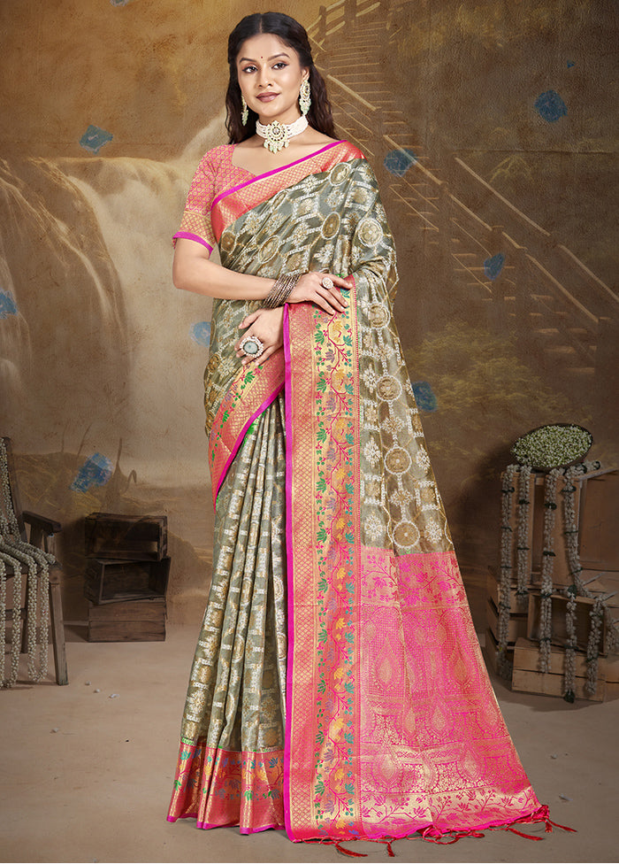 Multicolor Dupion Silk Saree With Blouse Piece