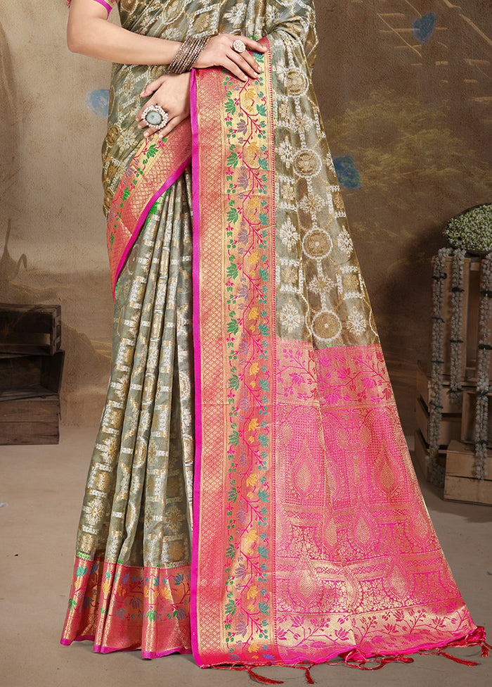 Multicolor Dupion Silk Saree With Blouse Piece