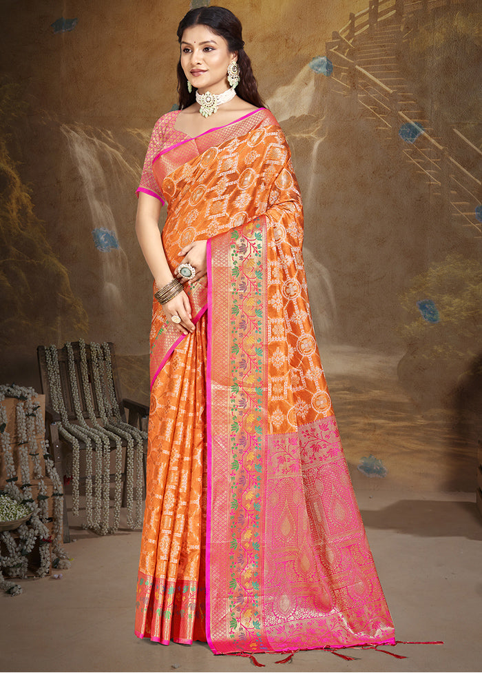 Multicolor Dupion Silk Saree With Blouse Piece