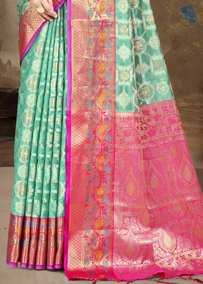 Multicolor Dupion Silk Saree With Blouse Piece