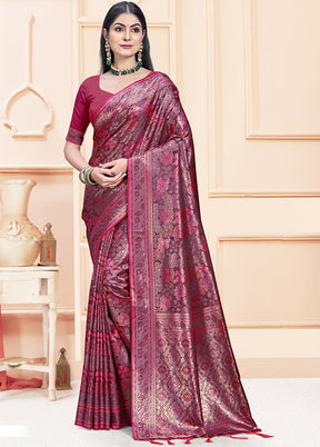 Rani Satin Silk Saree With Blouse Piece