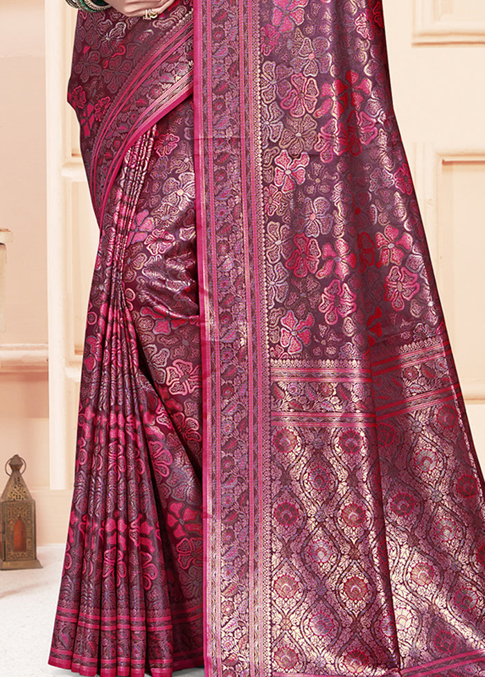 Rani Satin Silk Saree With Blouse Piece