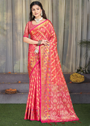 Multicolor Dupion Silk Saree With Blouse Piece