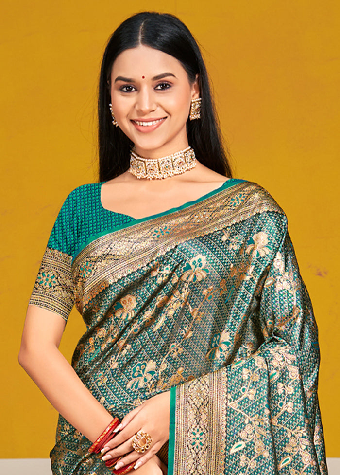 Multicolor Satin Silk Saree With Blouse Piece