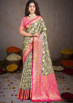 Multicolor Dupion Silk Saree With Blouse Piece