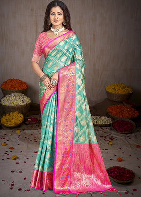 Multicolor Dupion Silk Saree With Blouse Piece