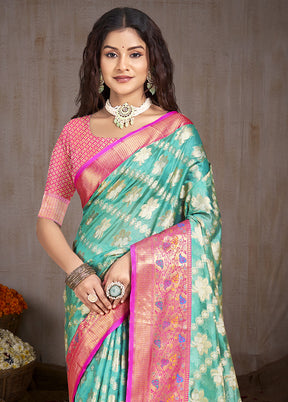 Multicolor Dupion Silk Saree With Blouse Piece