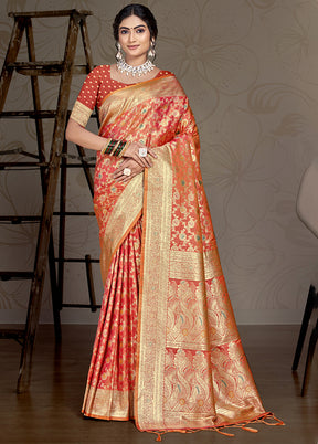 Multicolor Dupion Silk Saree With Blouse Piece