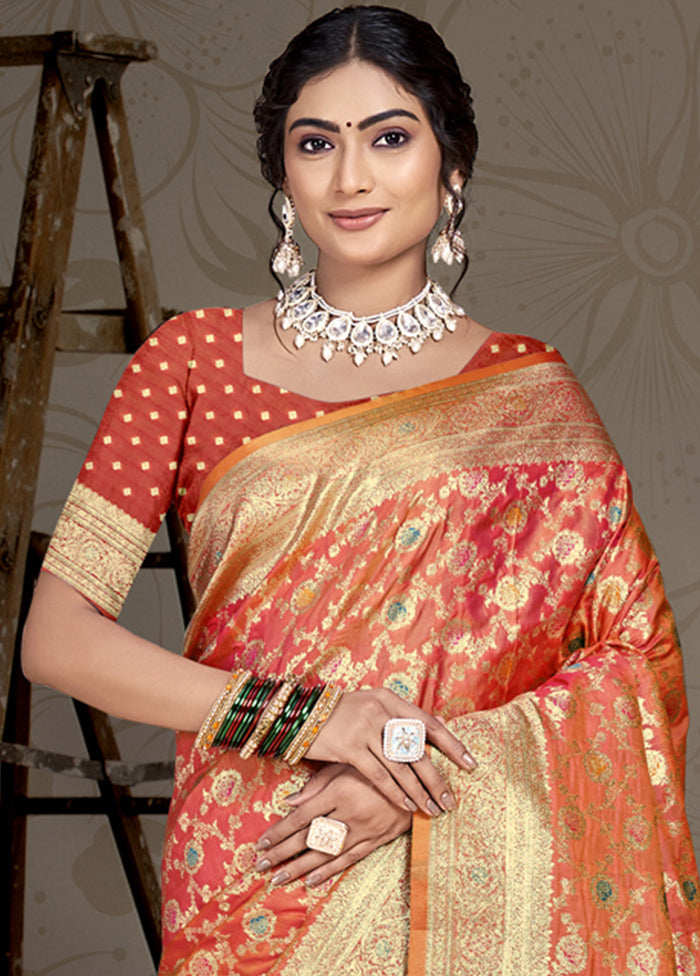 Multicolor Dupion Silk Saree With Blouse Piece