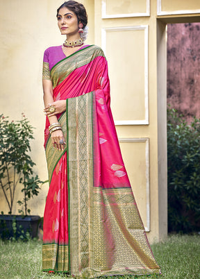 Rani Dupion Silk Saree With Blouse Piece