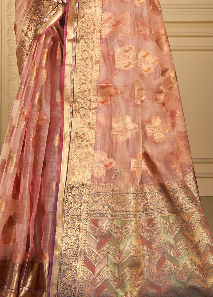 Pink Organza Saree With Blouse Piece