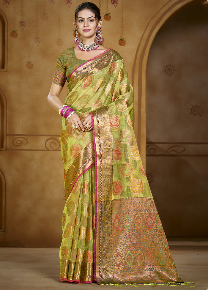 Light Green Organza Saree With Blouse Piece