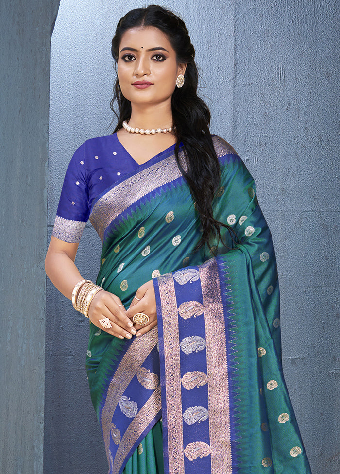 Rama Dupion Silk Saree With Blouse Piece