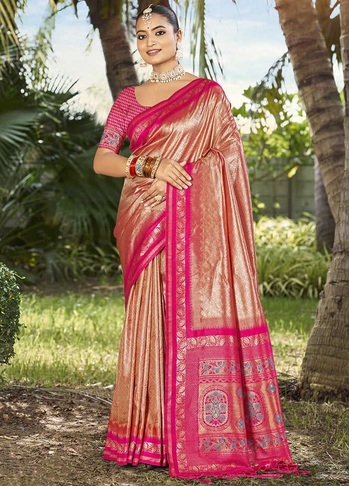 Golden Spun Silk Saree With Blouse Piece