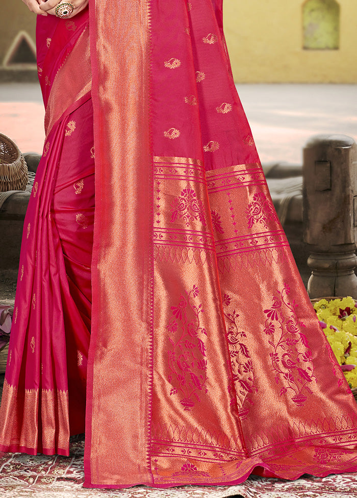 Pink Spun Silk Saree With Blouse Piece