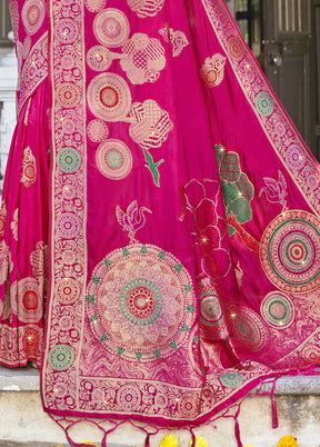 Pink Spun Silk Saree With Blouse Piece