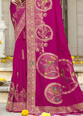 Pink Spun Silk Saree With Blouse Piece