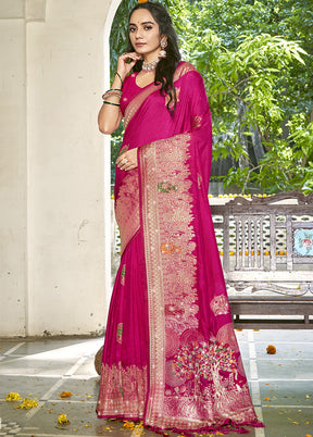 Pink Spun Silk Saree With Blouse Piece