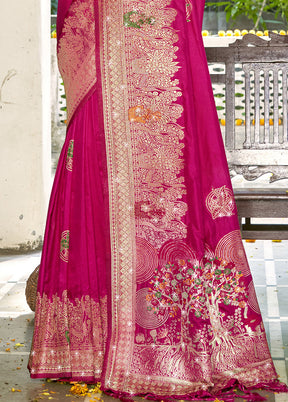 Pink Spun Silk Saree With Blouse Piece