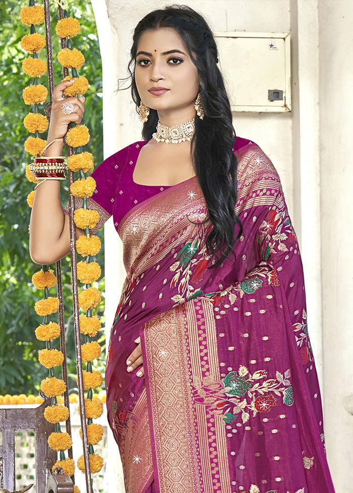 Pink Spun Silk Saree With Blouse Piece