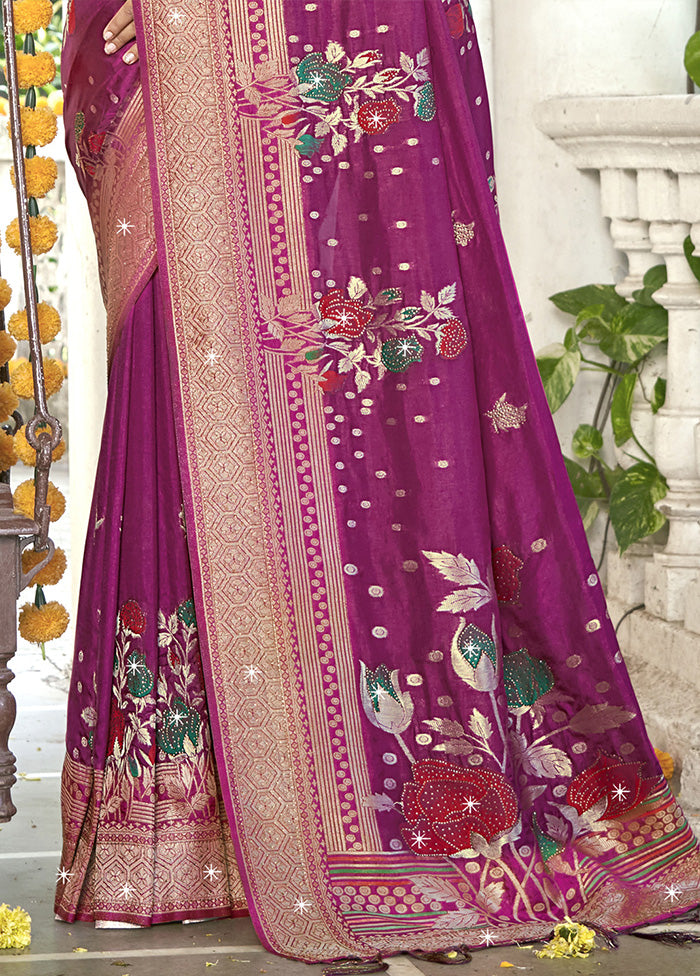 Pink Spun Silk Saree With Blouse Piece