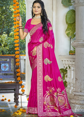 Pink Spun Silk Saree With Blouse Piece