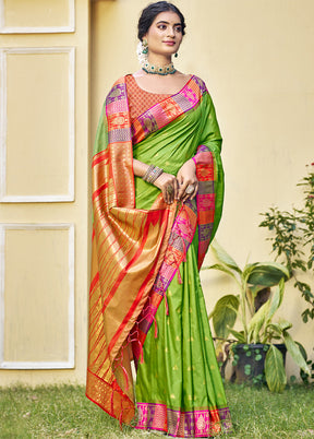 Sea Green Dupion Silk Saree With Blouse Piece