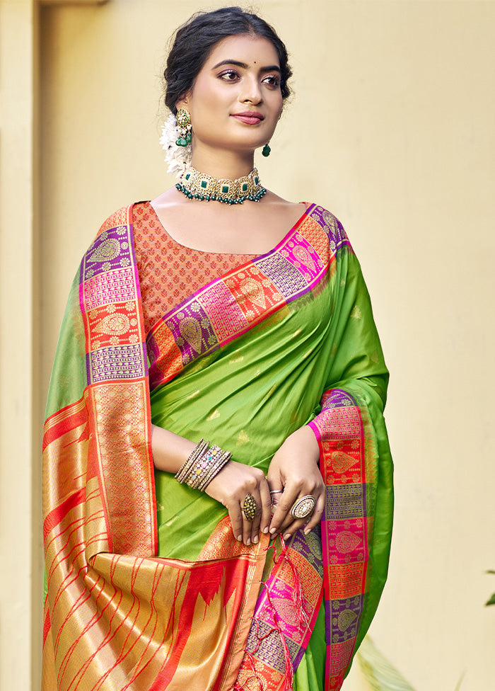 Sea Green Dupion Silk Saree With Blouse Piece