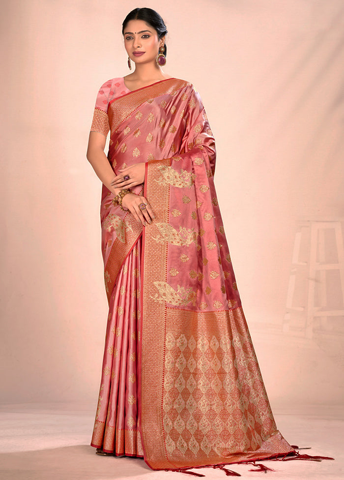 Light Pink Dupion Silk Saree With Blouse Piece - Indian Silk House Agencies