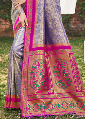 Purple Spun Silk Saree With Blouse Piece