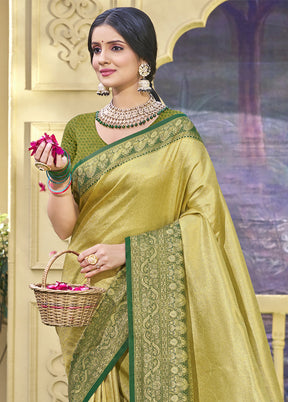 Light Green Spun Silk Saree With Blouse Piece