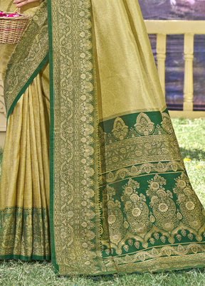 Light Green Spun Silk Saree With Blouse Piece