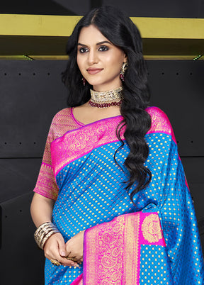 Multicolor Dupion Silk Saree With Blouse Piece